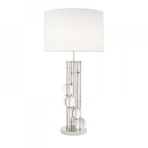 Лампа настольная Table Lamp Lorenzo Nickel Finish In. White Shadeul Ul 109567