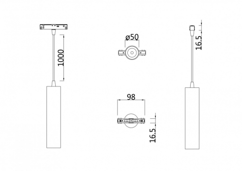 Трековый подвесной светильник Technical TR016-2-12W4K-B